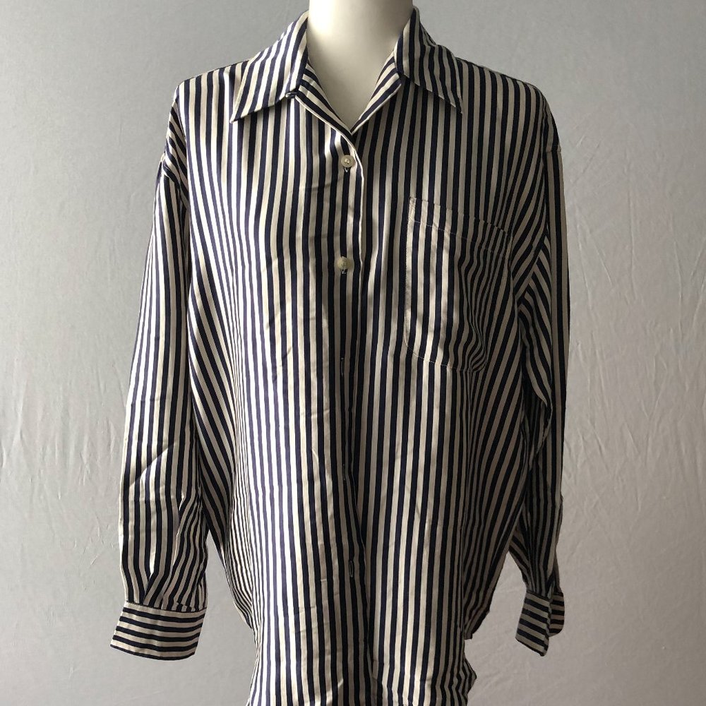 Tracy M. Striped Silk Shirt Size M